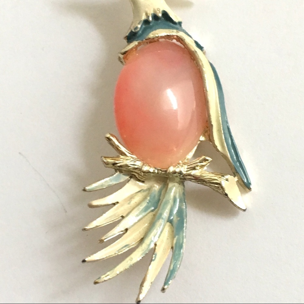 Vintage Jelly Belly Bird Brooch Pink Enamel Pink - Picture 5 of 9
